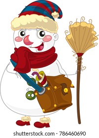 Happy cartoon snowmen - vector - smiling and watching - isolated - illustration for children