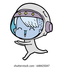 happy cartoon space girl