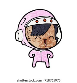 happy cartoon space girl