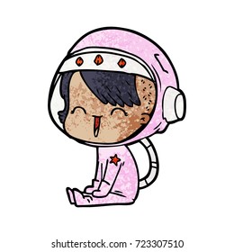 happy cartoon space girl