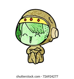 happy cartoon space girl