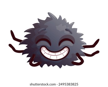 Happy cartoon spider. Smiling anthropomorphic face. Vector illustration.