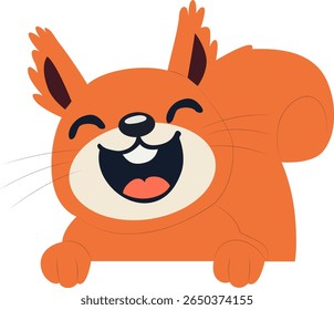 Happy Cartoon Squirrel Peeking hand drawn