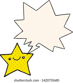 Happy Cartoon Star mit Sprachblase im Comicstil