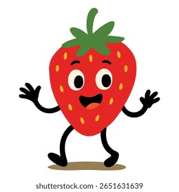 Happy Cartoon Strawberry Character Vector Art Design - Fun And Playful Illustration