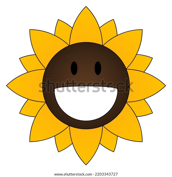 Happy Cartoon Sunflower Face Vector Ilustration Stock Vector (Royalty