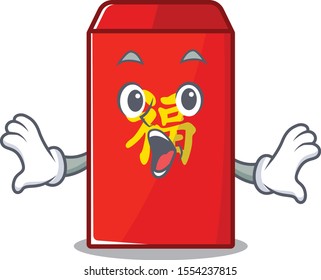 happy cartoon in the surprised red envelope