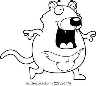 A happy cartoon Tasmanian devil walking and smiling.