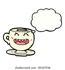 happy cartoon teacup with thought bubble