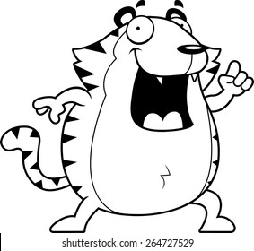 A happy cartoon tiger with an idea.