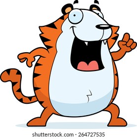 A happy cartoon tiger with an idea.