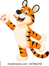 Happy cartoon tiger posing