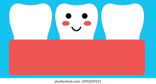 Happy Cartoon Tooth with Cheerful Expression and Colorful Background. A fun and cheerful cartoon-style representation of a smiling tooth with a friendly face.