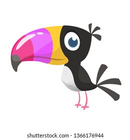 Happy cartoon toucan. Vector illustration