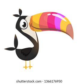 Happy cartoon toucan. Vector illustration