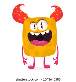 Happy cartoon troll character. Vector illustration isolated