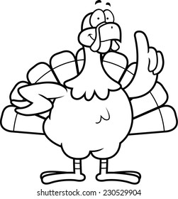 A happy cartoon turkey with an idea.