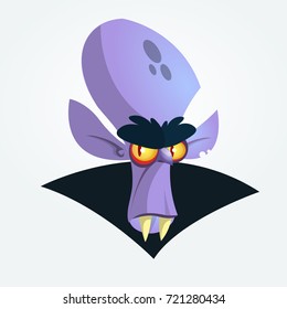 Happy cartoon vampire head icon. Halloween vector illustration