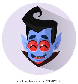 Happy cartoon vampire head icon. Vector illustration