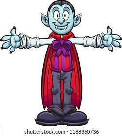 Happy cartoon vampire with separate body parts. Vector clip art illustration with simple gradients. Some elements on separate layers. 
