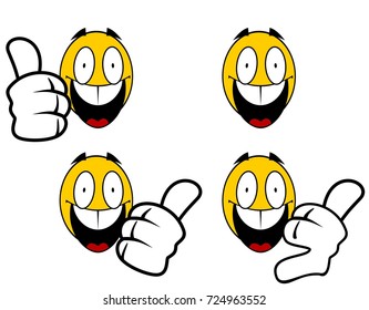 Happy cartoon vector emoticon thumbs up