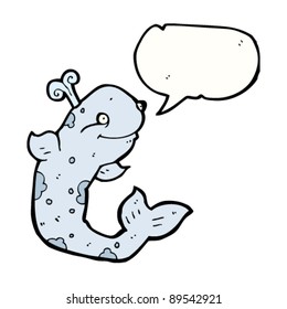 ballena de caricatura feliz con burbuja de habla