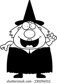 A happy cartoon witch with an idea.