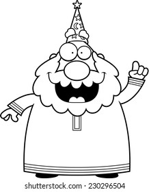 A happy cartoon wizard with an idea.