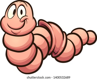 Happy Cartoon Worm Character Clip Art. Vector Illustration With Simple Gradients. All In A Single Layer. 
