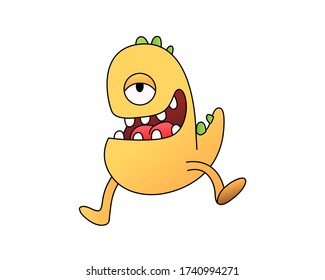 Happy Cartoon yellow monster, eps 10 vector.