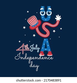 Happy cartoonish text with hat USA independence day Vector