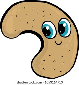 Happy cashew, illustration, vector on white background