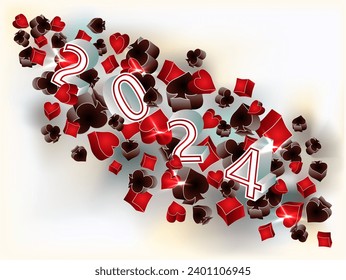 Happy Casino new 2024 year banner, vector illustration