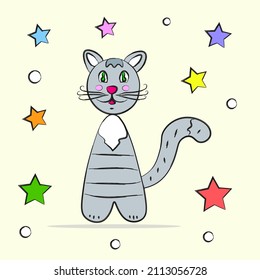 Happy cat animal illustration vector