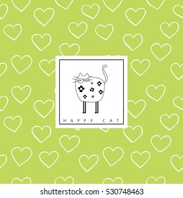 Tarjeta de gato feliz: se incluye un patrón sin fisuras