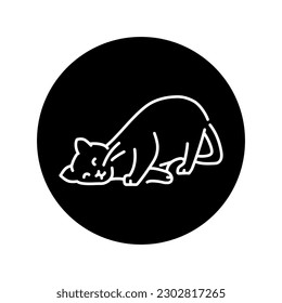 Happy cat caresses color line icon. Pictogram for web page, mobile app, promo.