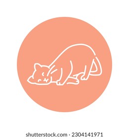 Happy cat caresses color line icon. Pictogram for web page, mobile app, promo.