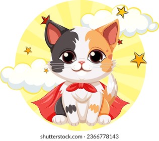 Happy Cat Cartoon-Charakter mit Comic-Hintergrund-Symbol im Vektorgrafik-Stil