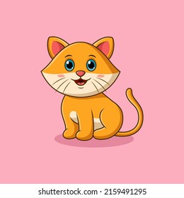 happy cat cartoon isolated background. Vector illustration