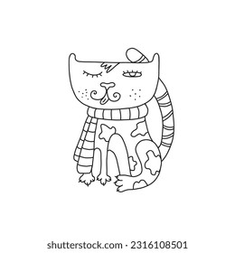 Happy Cat Cartoon Pet Isolated on white background