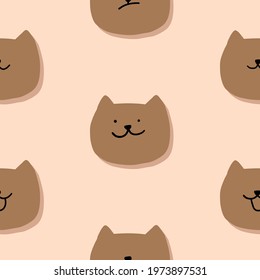 Happy cat cartoon Vector, Seamless background, Used to create a background image.