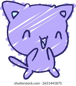 Dibujo de tiza de gato feliz en color neón brillante