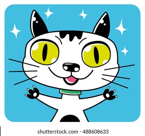 Happy cat character illustration.