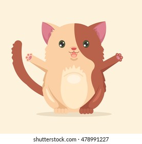 Happy cat character. Vector flat cartoon illustration