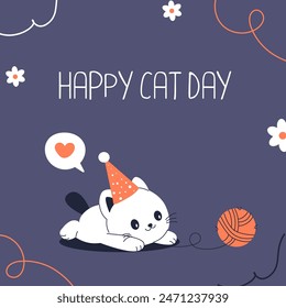 Happy cat day background banner template