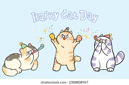 happy cat day for decoration cartoon illustration