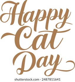 Happy Cat Day typography design silhouette vector illustration