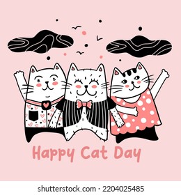 	
Happy Cat Day Vector Illustration