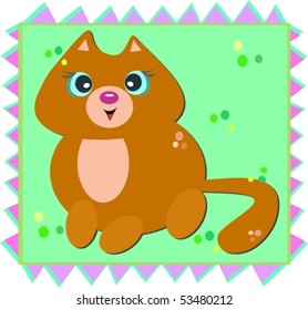 Happy Cat with Decorative Frame Vector