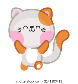 happy cat design over white